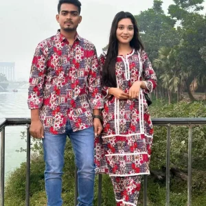 ম্যাচিং কাপল সেট শার্ট এন্ড টু পিছ (পায়জামা পিন্টের) 2