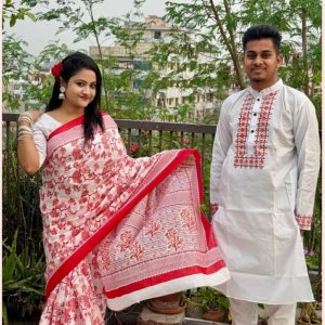 শাড়ি পাঞ্জাবি কাপল সেট"