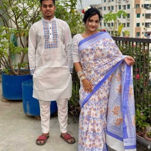 শাড়ি পাঞ্জাবি কাপল সেট+