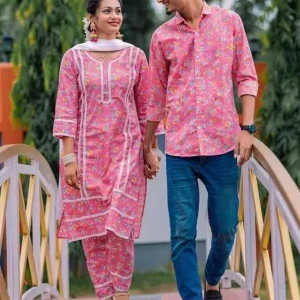 ম্যাচিং কাপল সেট শার্ট এন্ড টু পিছ (পায়জামা পিন্টের) 1